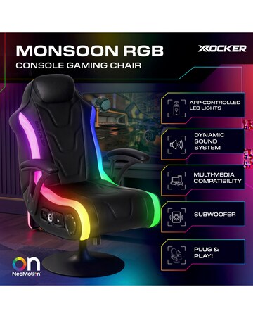 X Rocker Monsoon 4.1 Audio LED Console Gaming Chair - Black