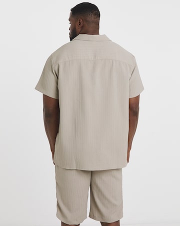Jack & Jones Textured Shirt & Short Set - Natural