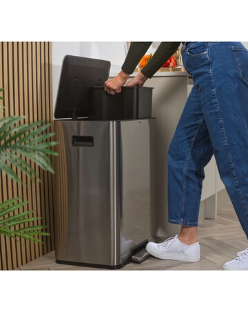 Salter Stainless Steel Dual Recycling Pedal Bin 60L