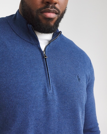 Polo Ralph Lauren Blue Heather 1/4 Zip Cotton Jumper