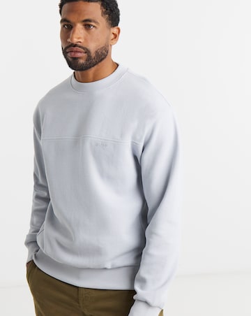 BOSS Waffle Logo Crew Neck Sweatshirt - Light Grey