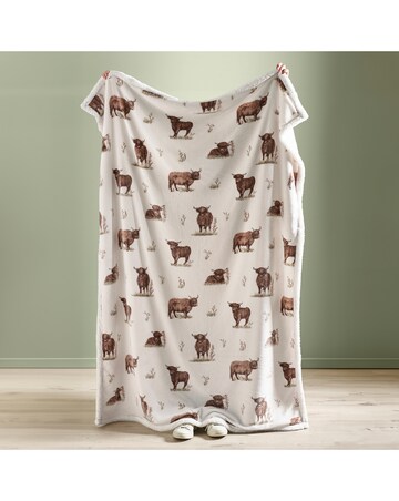 Catherine Lansfield Angus Highland Cow Fleece Throw
