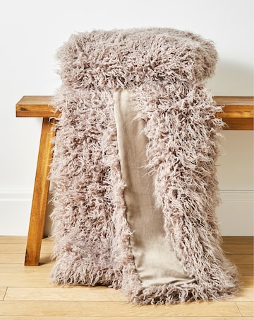 Mongolian Faux Fur Throw - Mink