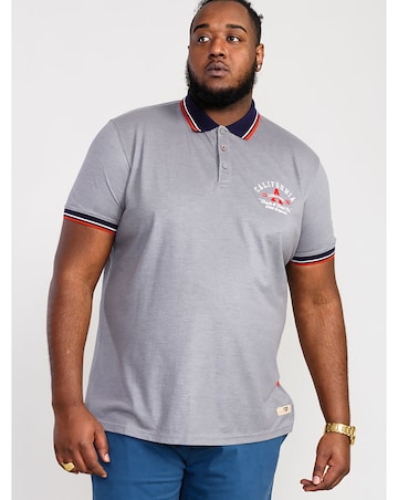 D555 Big And Tall Mersea Pique Polo Shirt With Chest Embroidery - Grey