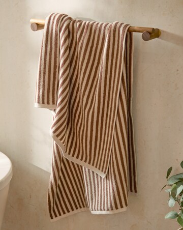 Yard Hebden Stripe Cotton Towel - Pecan