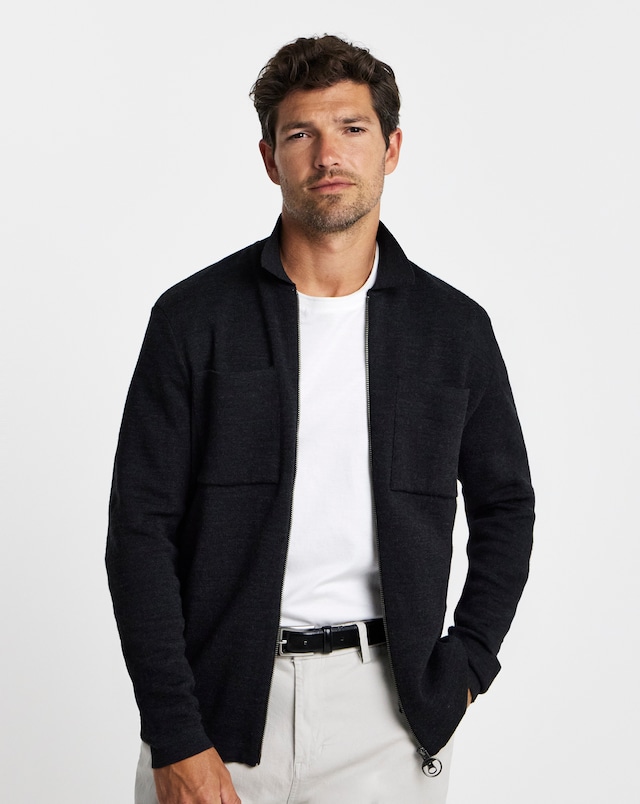 Barbour Croscombe Knitted Zip Through - Marl