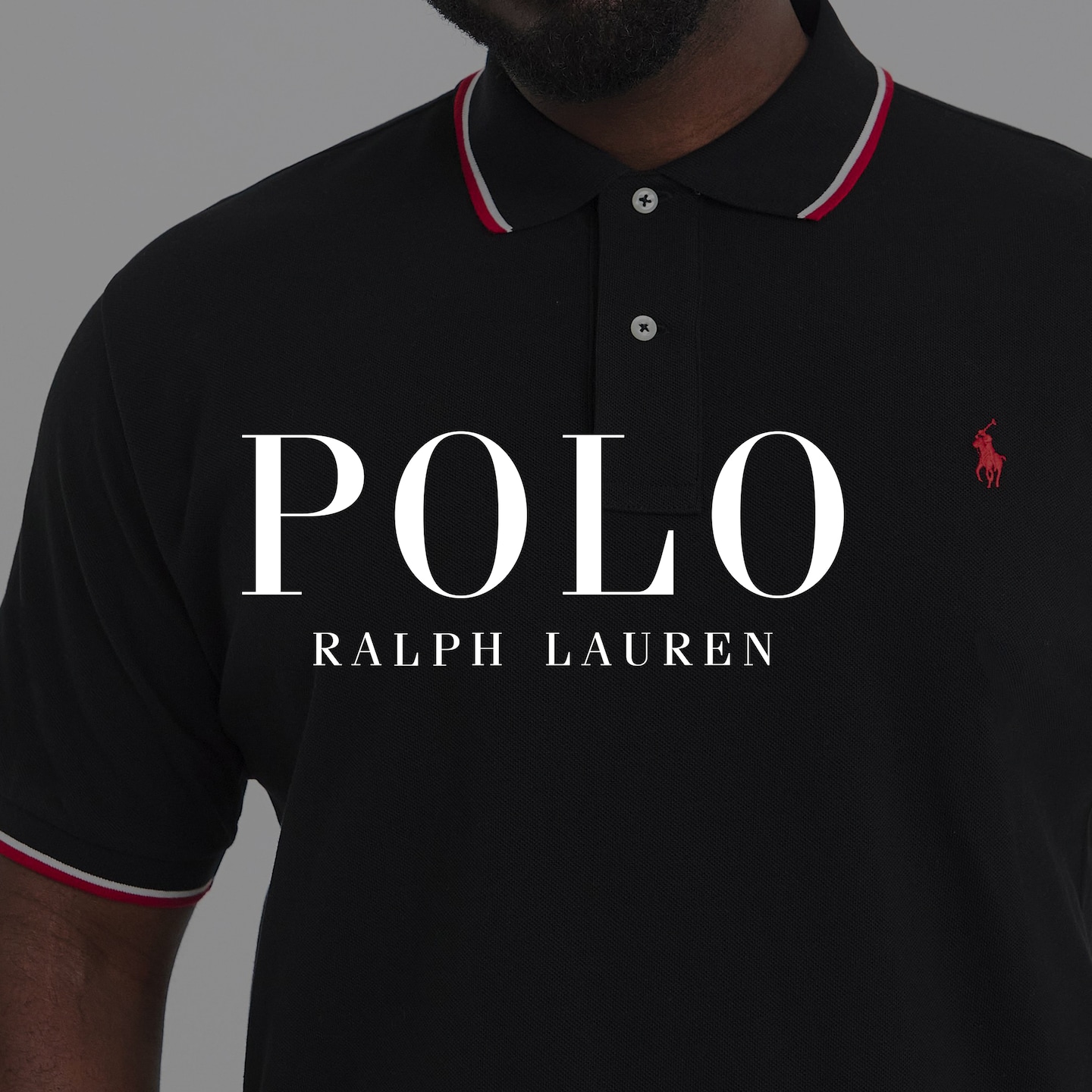Polo Ralph Lauren. Model wears Polo Ralph Lauren Short Sleeve Tipped Polo -Black