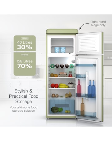Swan SR11010GNE Retro 30/70 Top Mounted Fridge Freezer - Green