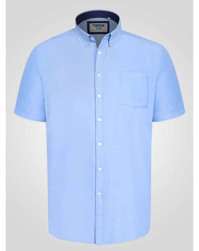 D555 James-SKY BLUE Basic Oxford Short Sleeve Shirt