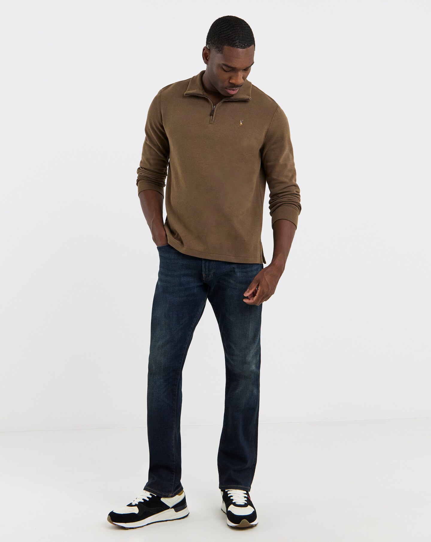 Polo Ralph Lauren Estate Rib 1/4 Zip Pullover - Chestnut | Jacamo