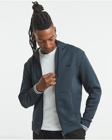 BOSS Zip Through Contrast Hoodie - Navy