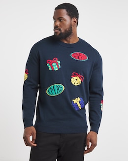 Jack &amp; Jones Christmas Novelty Jumper - Navy