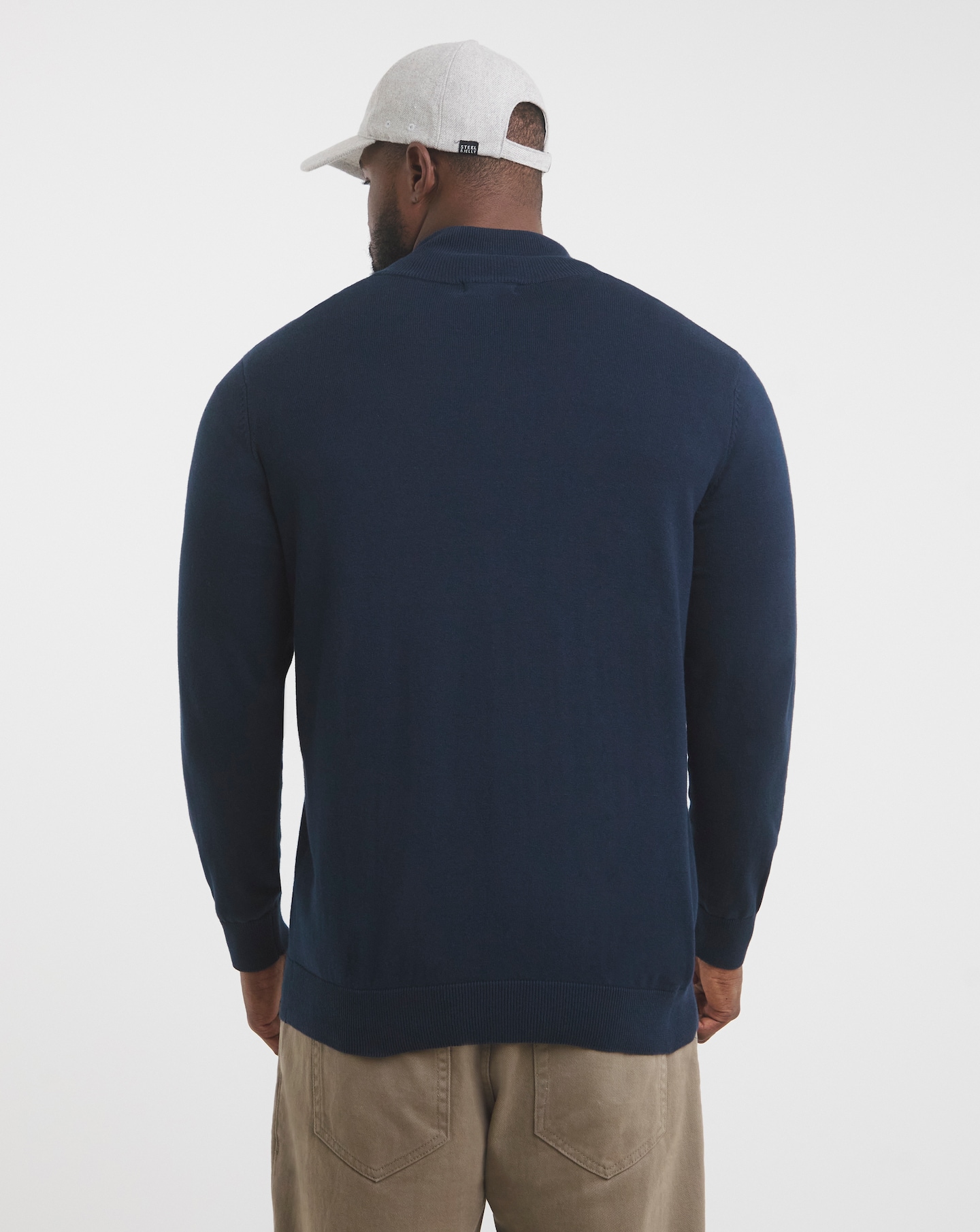 Dark Navy Zip Through Funnel Neck Knit Cardigan | Jacamo