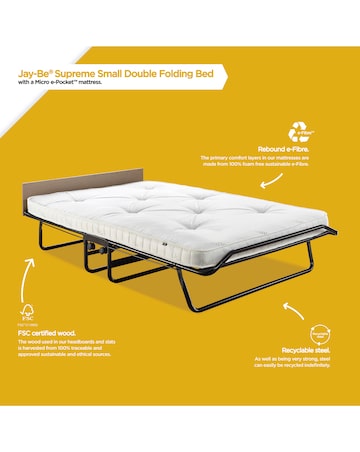 Jay-Be Supreme Automatic Folding Bed with e-Pocket Sprung Mattress Small Double