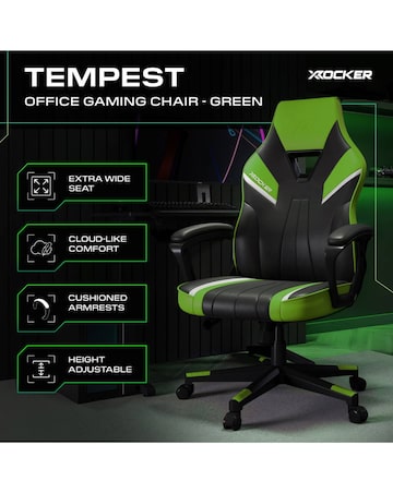 X Rocker Tempest Ergonomic PC Office Gaming Chair - Green