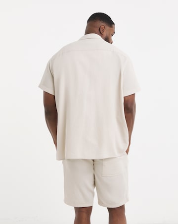 Jack & Jones Global Waffle Resort Shirt and Short Set - Cream