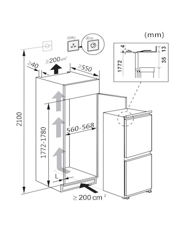 Hisense RIB291F4AWE 177cm High 50/50 Integrated Frost Free Fridge Freezer White
