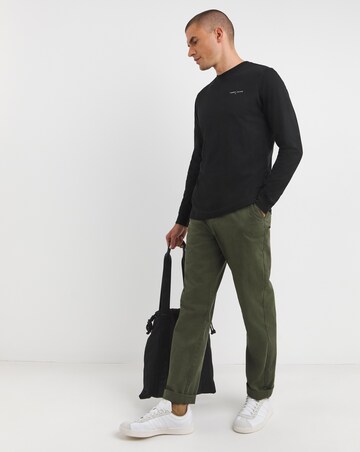 Tommy Jeans Long Sleeve Black Linear Chest Logo T-Shirt
