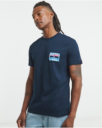 Tommj Jeans Short Sleeve Dna Flag T-Shirt - Navy