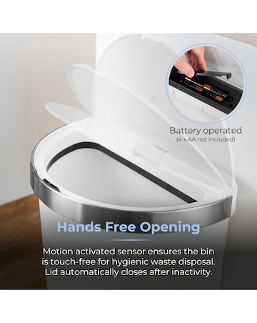 Tower White 50L Curved Sensor Bin