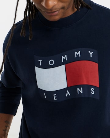 Tommy Jeans 90S Wavy Flag Crew Neck Sweat - Navy