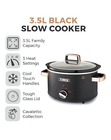 Tower Cavaletto 3.5litre Black and Rose Gold Slow Cooker