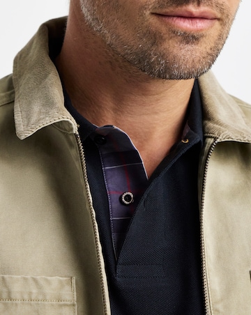 Barbour Tartan Trim Pique Polo - Black