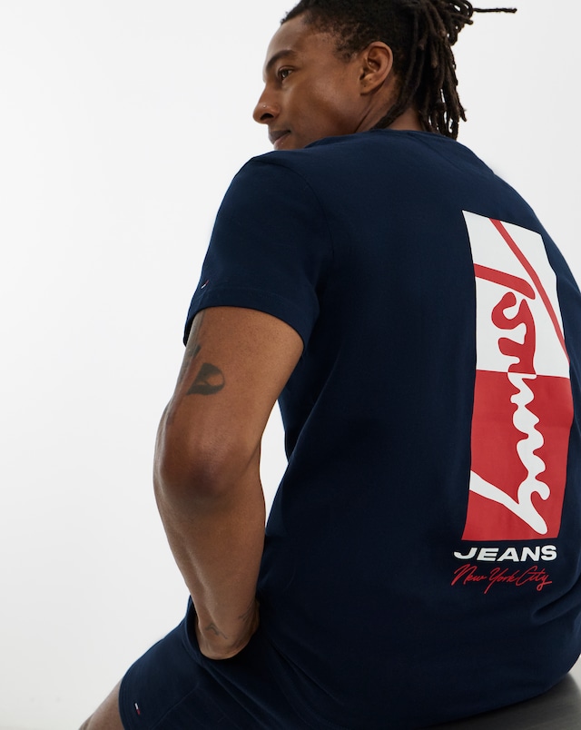 Tommy Jeans Short Sleeve Regular Signature Block T-Shirt - Navy