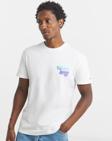 Tommy Jeans Short Sleeve Stack Backprint T-Shirt - Ecru