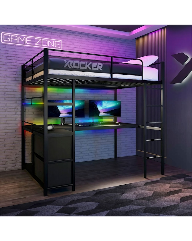 X Rocker Battlebunk XL RGB Double High Sleeper Bed