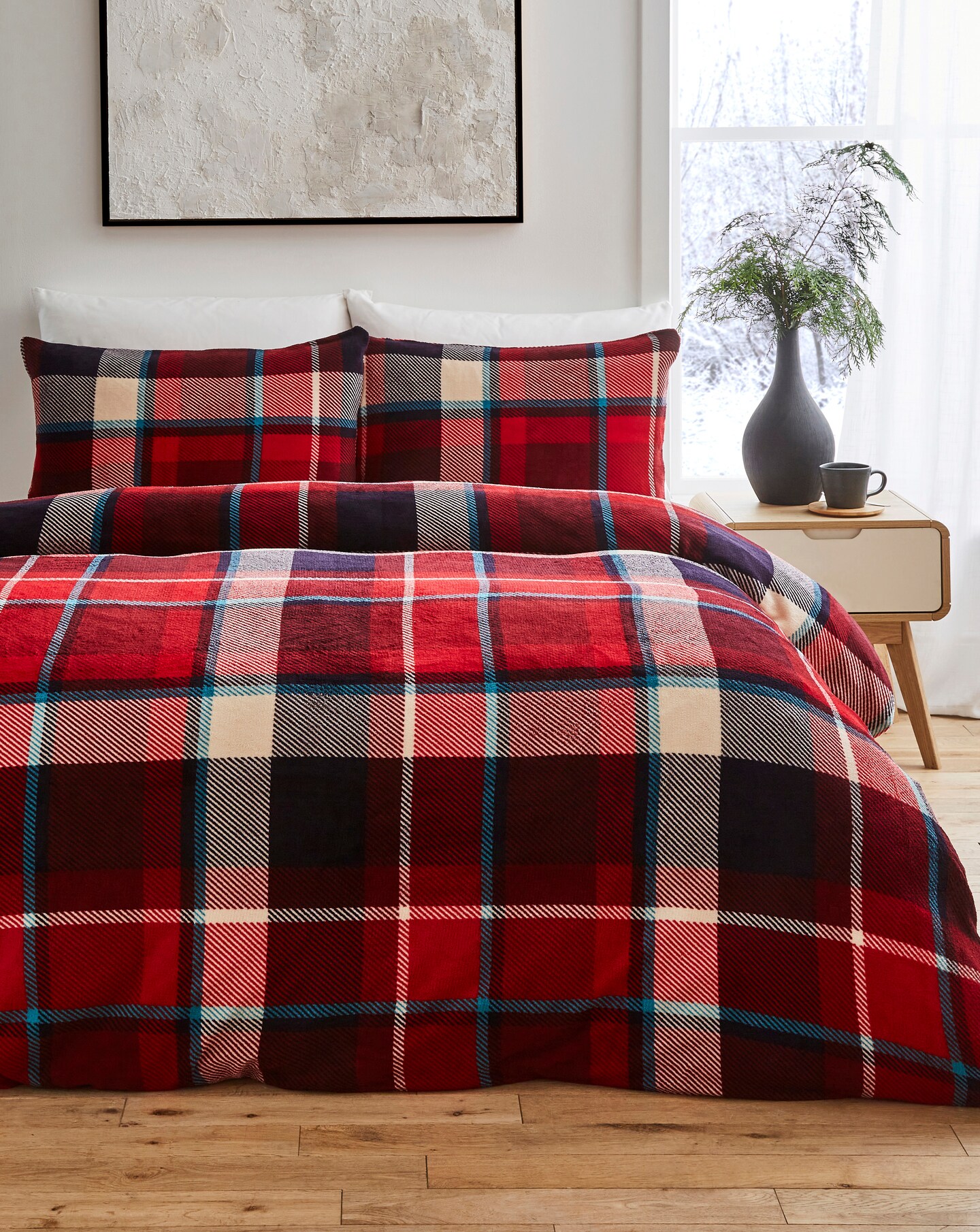 Christmas Check Fleece Duvet Cover Set