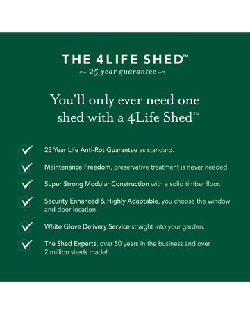 4LIFE Pent Shed 8x6 - Single Door - No Windows (Home Delivery)