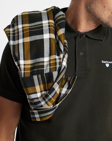 Barbour Tartan Trim Pique Polo - Forest Green