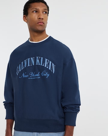 Calvin Klein Jeans Premium Terry Varsity Sweatshirt - Dark Denim