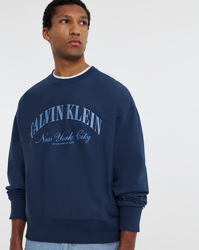 Calvin Klein Jeans Premium Terry Varsity Sweatshirt - Dark Denim