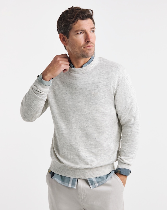 Barbour Flaxby Linen Blend Crew Neck Jumper - Neutral