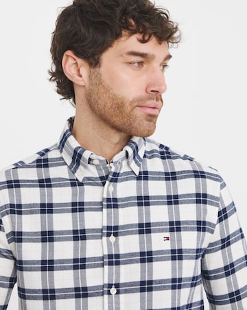 Tommy Hilifiger Long Sleeved Brushed Checked Shirt - Navy/ Ivory