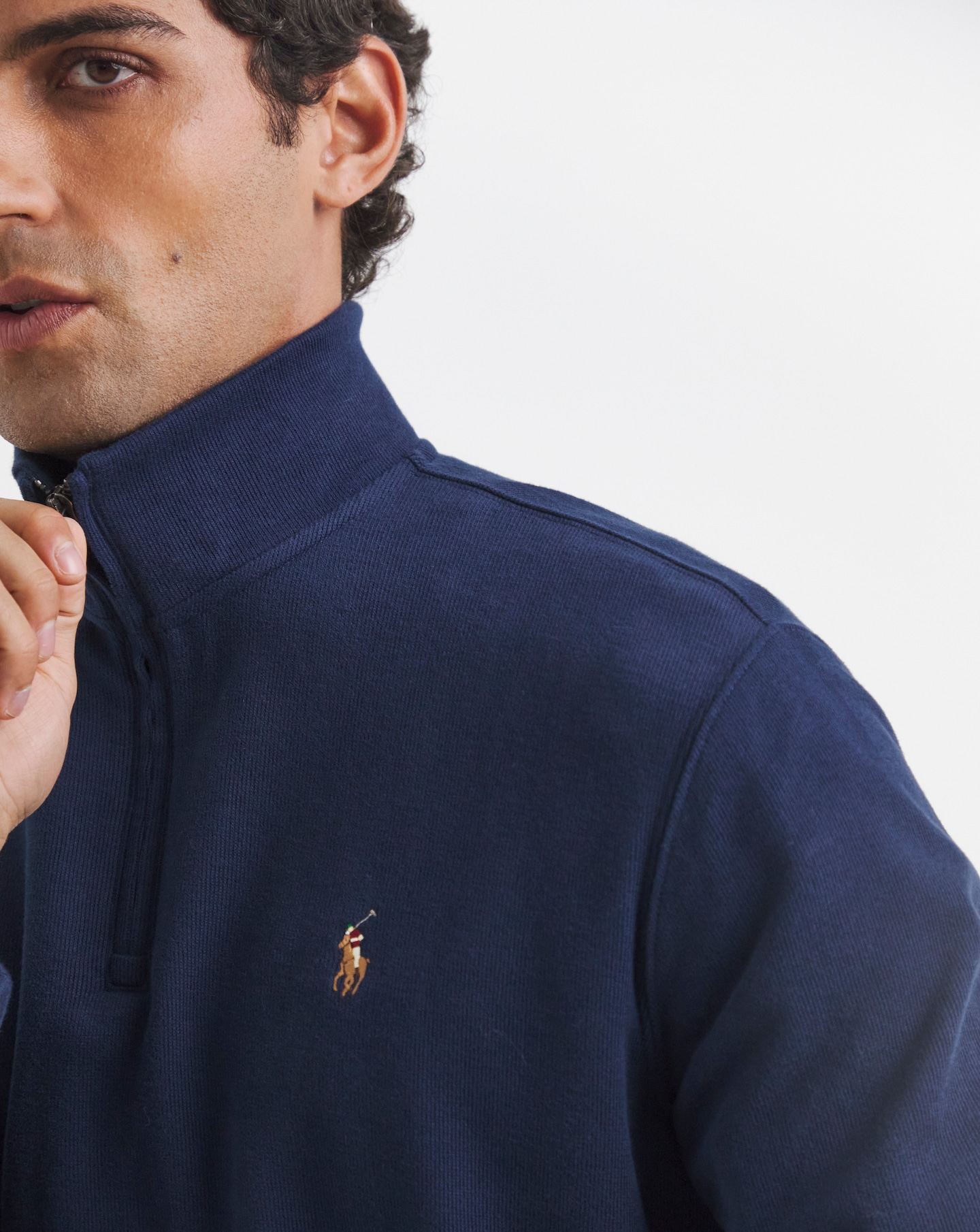 Polo Ralph Lauren Estate Rib 1/4 Zip Pullover - Navy | Jacamo