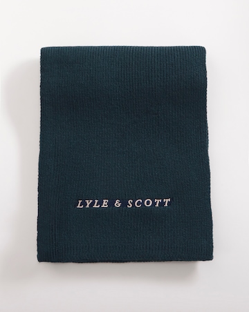 Lyle & Scott Navy Logo Ribbed Scarf