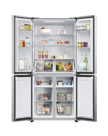 Haier Cube 83 HCR3818ENMG Total No Frost American Fridge Freezer - Silver
