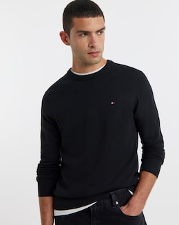 Tommy Hilfiger Cotton Cashmere Crew Neck Jumper - Black