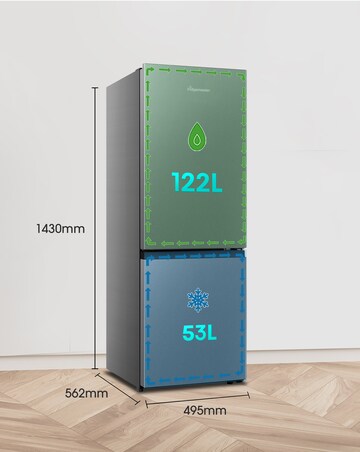 Fridgemaster MC50165ES 60/40 Fridge Freezer - Silver E Rated