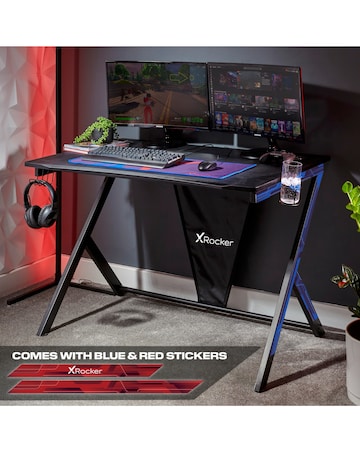 X Rocker Ocelot Gaming Desk and Saturn Junior Gaming Chair Bundle - Red