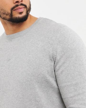 Grey Marl Cotton Crew Neck Jumper Long