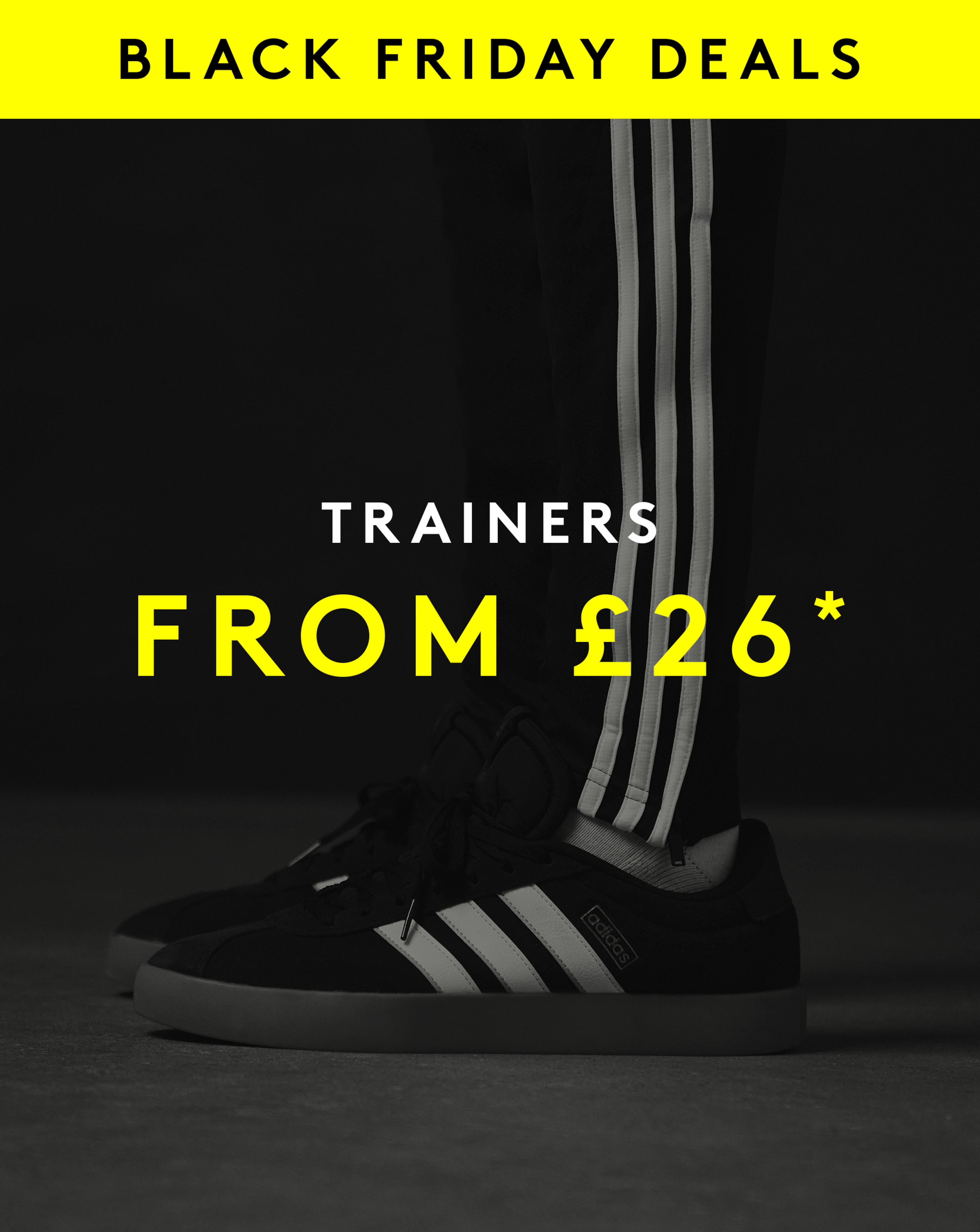 Black Friday Deals. Trainers from £26. Model wears adidas VL Court 3.0 Trainers