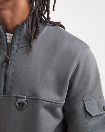 Barbour Galloway Relaxed Half Zip Sweatshirt - Asphalt