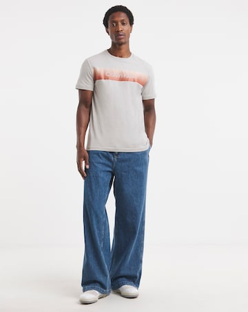 Calvin Klein Linear Ombre Chest Logo T-Shirt - Beige