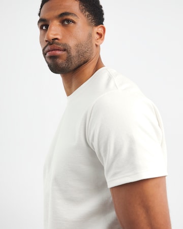 Textured Crew Neck T-Shirt- Ecru