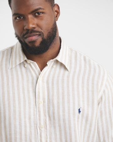 Polo Ralph Lauren Long Sleeve Stripe Linen Shirt - Beige