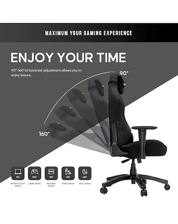 andaseaT Luna Premium Large Gaming Chair - Black Fabric
